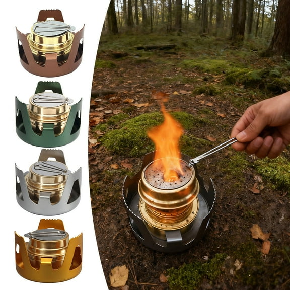 Portable Backpacking Stove - High Efficiency Windproof Outdoor Burner with Extinguisher Cap & Stable Support, Ideal for Camping, Hiking & Picnics