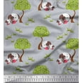 thumbnail image 1 of Soimoi Cotton Poplin Fabric Tree & Dog Kids Print Sewing Fabric Yard 56 Inch Wide, 1 of 1
