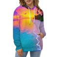 thumbnail image 4 of Tropical Sunset Beach Paradise 3D Print Hoodie Men Women Autumn Thin Pullover Sweatshirt Vintage Streetwear Tops, 4 of 6