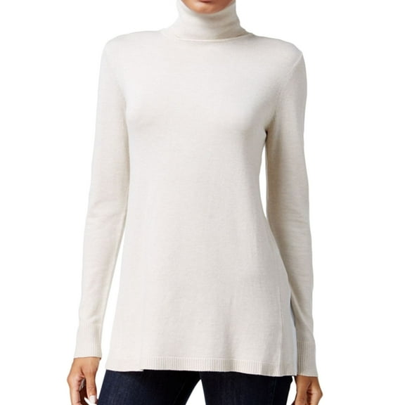 Kensie Womens Pleated-Back Pullover Sweater, Beige, Small