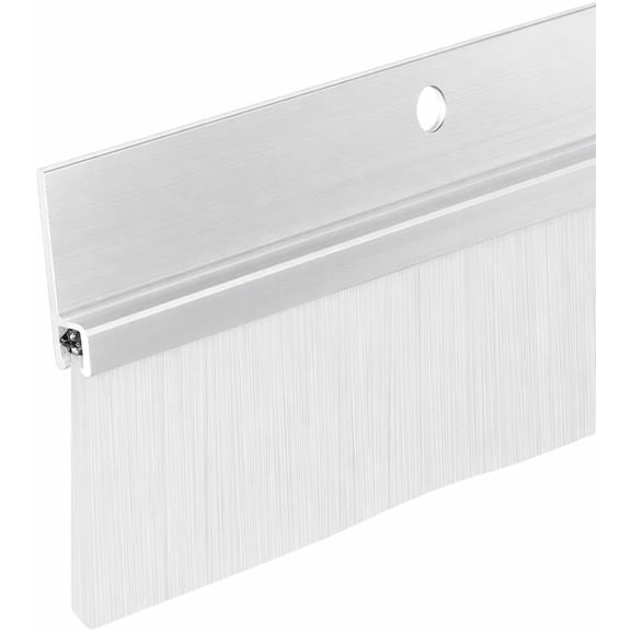 Randall Manufacturing Aluminum Door Sweep Brush, Weather Stripping for Doors, Fills Gaps up to 1-1/2", 3 ft Long, White