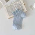 thumbnail image 4 of Fancifize Cotton Short Socks for Women Cute Lettuce Edge Stretch Soft Comfy Breathable Fall Daily Wearing Socks,Blue, 4 of 5