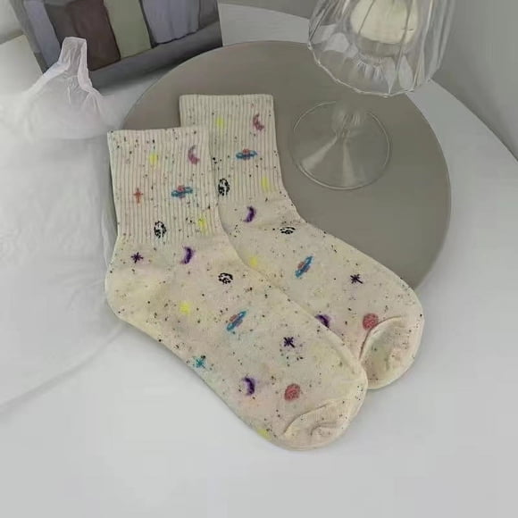Nvzi 3 pares de calcetines finos de algodón para mujer, calcetines de algodón suave para mujer por encima del tobillo (blanco)