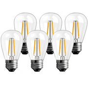 ROMANJOY S14 LED Replacement Light Bulbs, E26 Base Edison Bulbs 2W Equivalent to 20 Watt, 2200K Warm White LED Bulbs for Outdoor Patio Garden Vintage String Lights, 6Pack