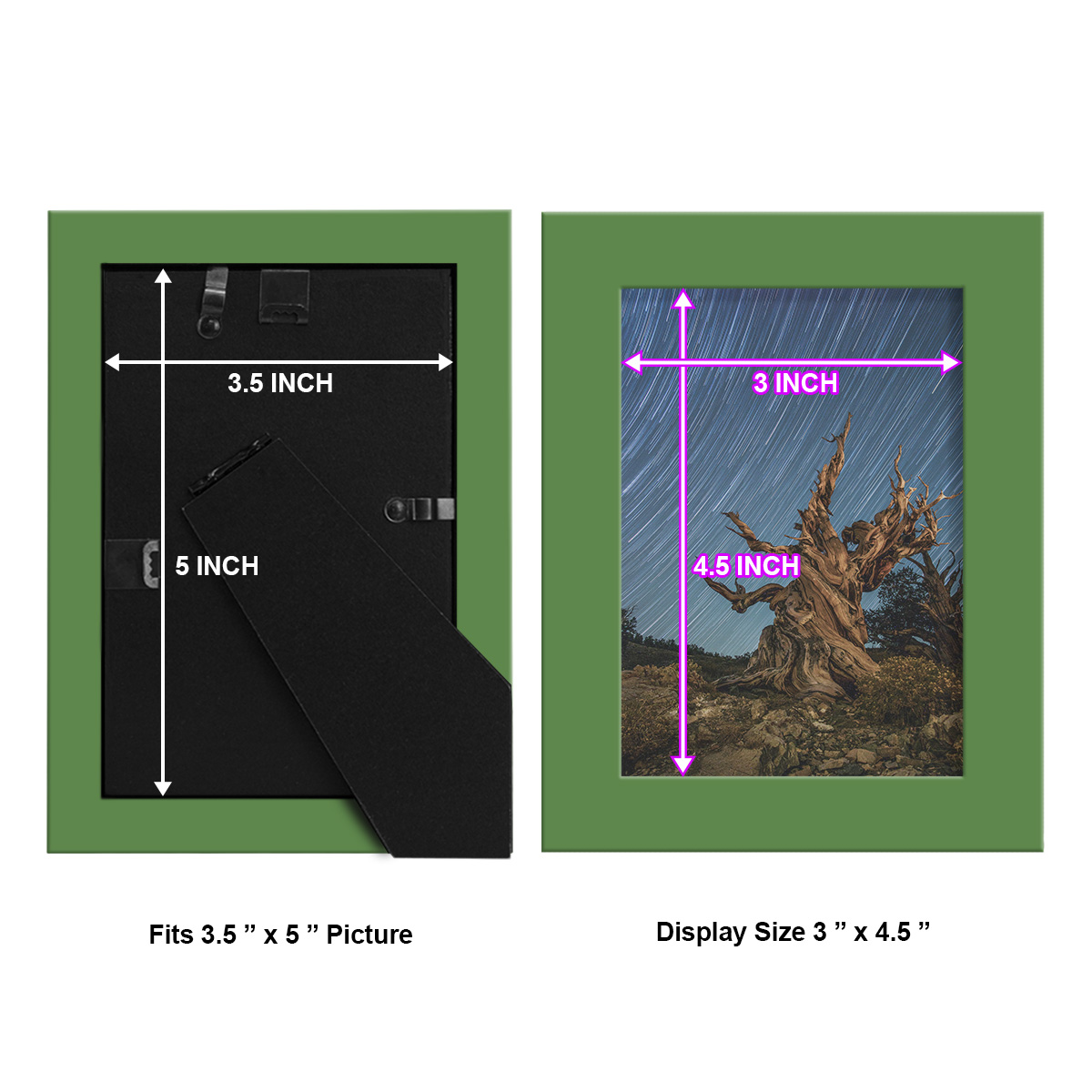 Modern 3.5 in. x 5 in. Green Picture Frame (Set of 4)
