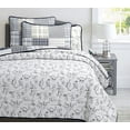 thumbnail image 2 of Cozy Line Benjamin Cute Dinosaur Plaid Printed Pattern Navy Blue White Grey Bedding Quilt Set (King - 3 Piece), 2 of 5
