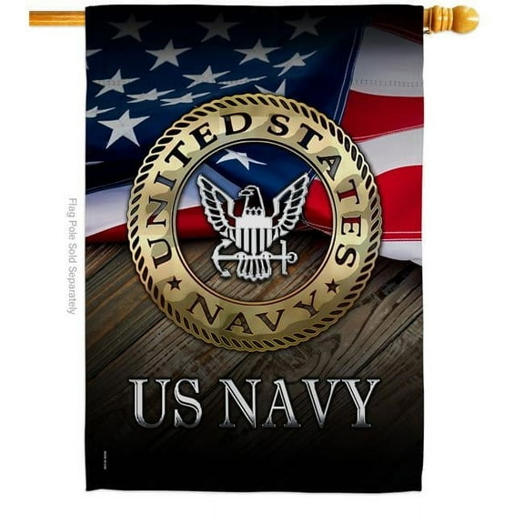 Angeleno Heritage  28 x 40 in. US Navy House Flag with Armed Forces Double-Sided Decorative Vertical Flags Decoration Banner Garden Yard Gift