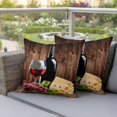 thumbnail image 4 of Vintage Farmhouse Pillow Covers 2 Pack Wine Cheese Grapes Brown Wood Grain Pillowcase Waterproof Outdoor Throw Pillow Cover for Patio Garden Square Cushion 16”x16”, 4 of 9