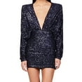 thumbnail image 4 of Kaemgyyd Cocktail Dresses for Women Long Sleeve Sequin Short Dress Sparkly Glitter V Neck Bodycon Mini Dress for Party Club, 4 of 6