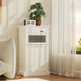 thumbnail image 5 of VECELO 10-13 Gallon Tilt Out Trash Can Cabinet, Wooden Hidden Garbage Recycling Station with Flip Door, Negative Ion-Deodorizing Function, White, 5 of 7