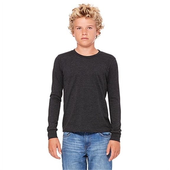 3501Y Youth Jersey Long Sleeve Tee - Dark Grey Heather, YL