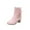 Pink Ankle Boots, variant on KIJBLAE Women's Ankle Boots Block Heel Bowknot Buckle Faux Leather Chunky Heel Booties Short Boots Round Toe Zipper Dress Boots Pink 37