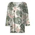thumbnail image 4 of WTOBBY Women's Casual V-Neck Button Down Tee with 3/4 Sleeve, Daily Weekend Fashion Basic Tunic Top, Floral Print Henley Collar Comfort Fit Shirt,White S, 4 of 5