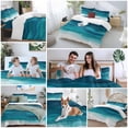 thumbnail image 5 of Turquoise Gradient Bedding Duvet Cover Set Full Size 4 Pieces Abstract Ocean Wave Soft Twill Plush Quilt Cover, Include 1 Duvet Cover 1 Flat Sheet And 2 Pillow, 5 of 7
