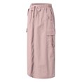 thumbnail image 4 of vigerkar Womens Cargo Skirt High Waisted Drawstring Quick Dry Maxi Skirt Trendy Back Slit Fashion A Line Long Skirts (Red, L), 4 of 8