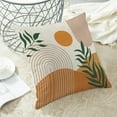 thumbnail image 5 of Boho Pillow Covers 18x18 Set of 2, Bohemian Mid Century Style Farmhouse Decorations Outdoor Throw Pillows Abstract Orange Sunset Art Outdoors Decorative Linen Cushion Case For Couch Sofa Home, 5 of 6