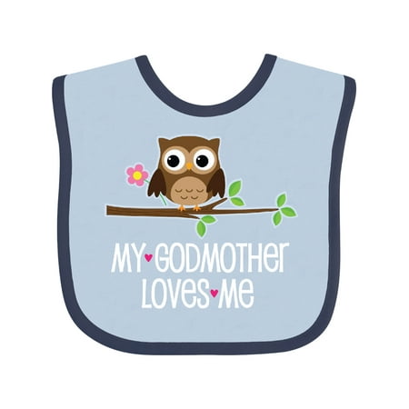 

Inktastic My Godmother Loves Me Owl Gift Baby Girl Bib