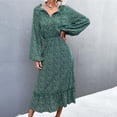 thumbnail image 4 of FcBaudy Jupes pour Femmes, Robes Midi pour Femmes, Robes d'Été pour Femmes Robe pour Femme Printemps/été à Lacets Col en V Robe Fleurie Ample Évasée Jupe Robe Femme, 4 of 6