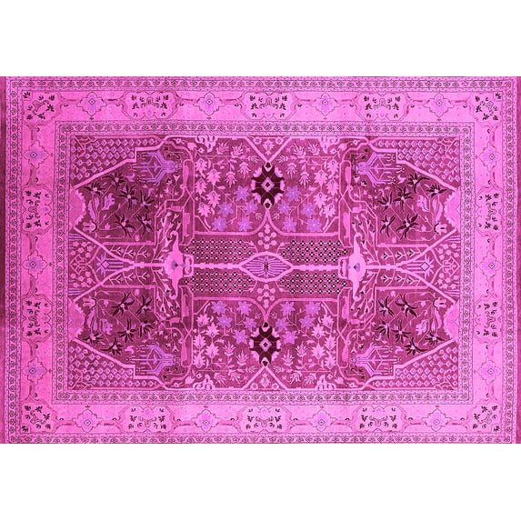 Ahgly Company Indoor Rectangle Oriental Pink Industrial Area Rugs, 8' x 10'