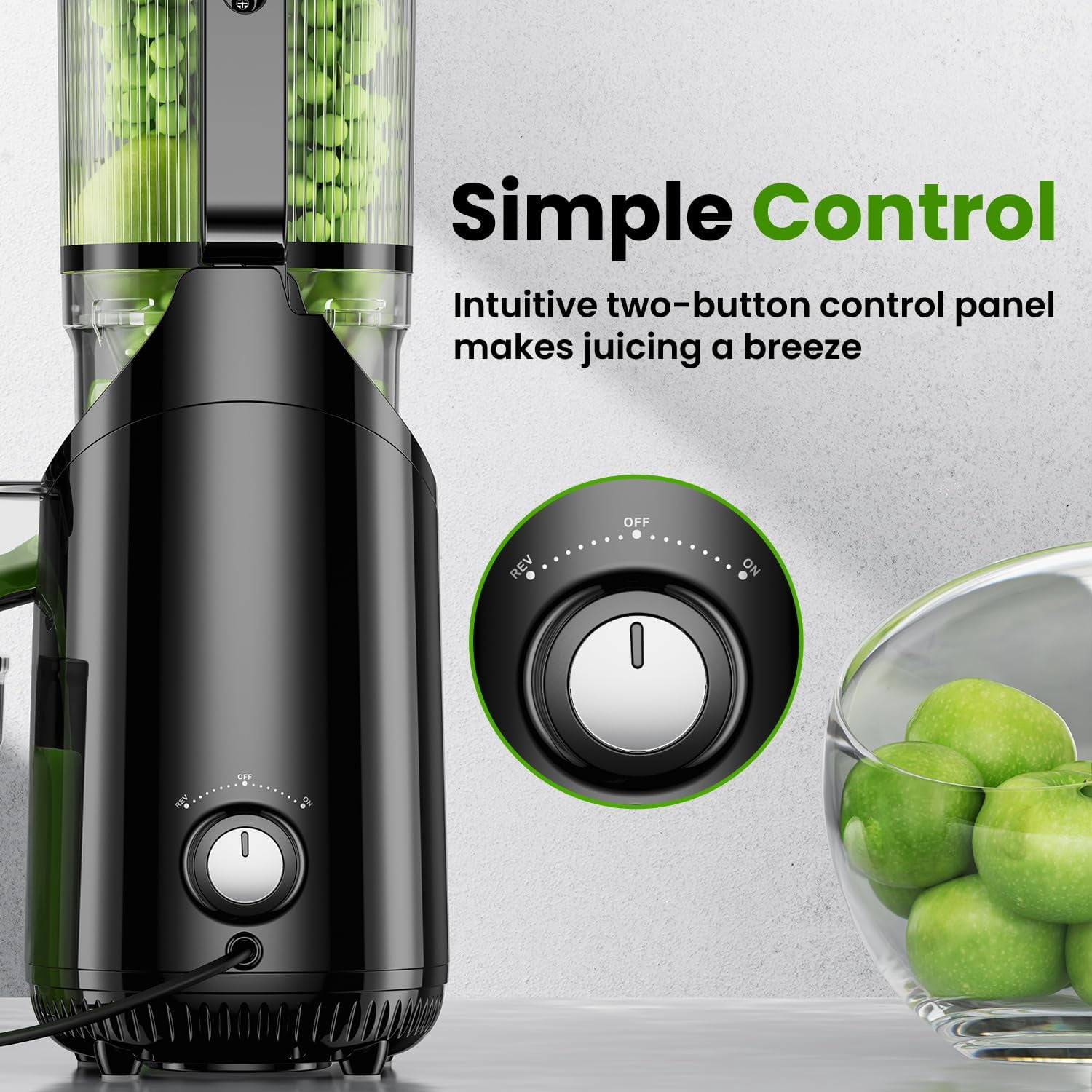 Cold Press Juicer, Amumu Slow Masticating Machines With 5.3" Extra Large Feed