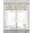 thumbnail image 2 of Farmhouse Khaki Kitchen Valances for Windows Farmhouse Linen Window Valance Curtain for Living Room Window Treatment Vintage Flower Leaf Botanical Plant Valance Rod Pocket Topper Drape, 42 x 12 Inch, 2 of 6