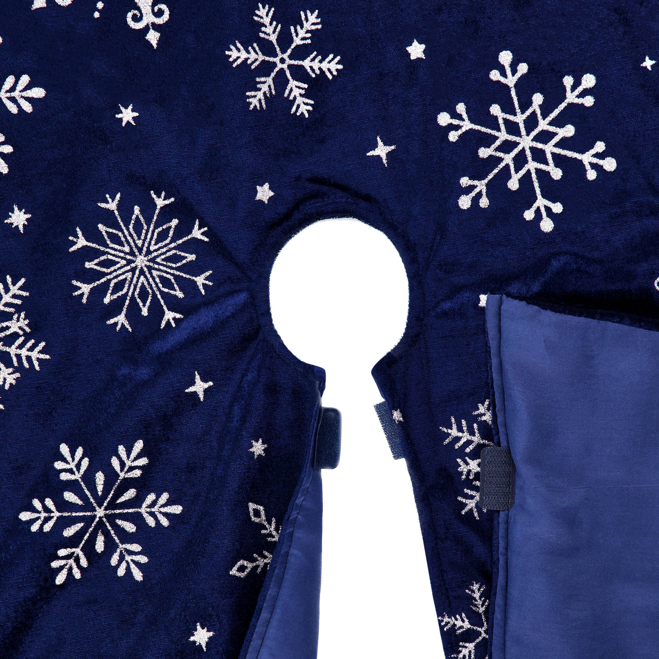 Velvet Glitter Snowflake Christmas Tree Skirt, Navy, 48", by Holiday Time