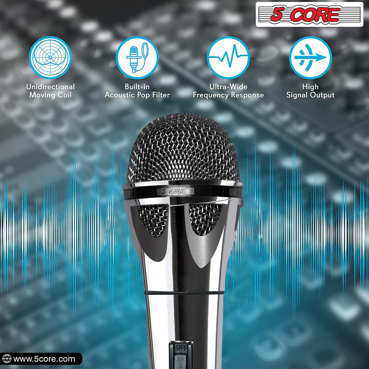 Microphone Dynamic Vocal Handheld Mic Cardioid Unidirectional Microfono w On Off Switch + XLR Audio Cable for Singing Karaoke Public Speaking & Parties - PM 817 CH