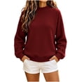 thumbnail image 4 of Warop Oversized Sweatshirt for Women Waffle Knit Solid Color Crewneck Long Sleeve Casual Pullover Tops, 4 of 8