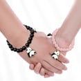 thumbnail image 4 of HHBEAUTY 2Pcs Natural Stone Beads Bracelet, Couples Matching Frosted Stone Bracelet for Women Men Best Friend Lovers Friendship Unisex Jewelry Gift, 4 of 6