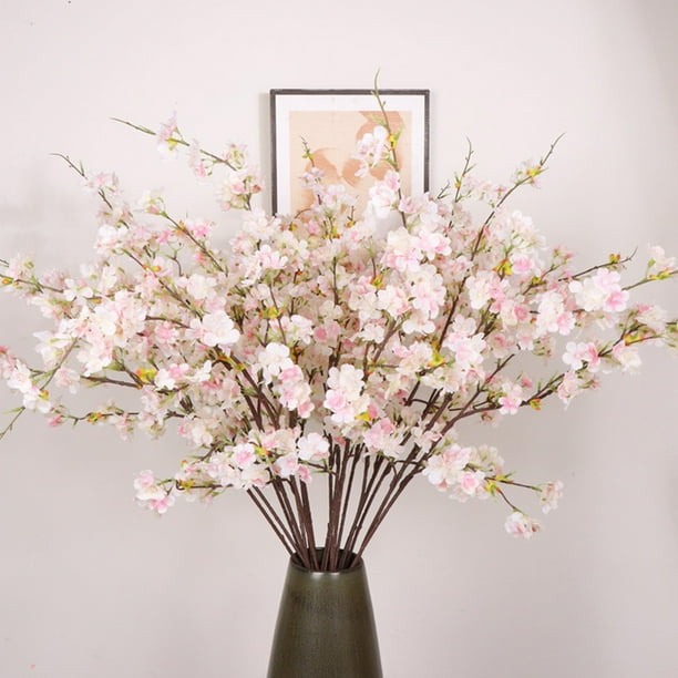 Ramas de flor de cerezo artificial, flores de seda para decoración del hogar, centros de mesa de boda, arreglo floral artificial de Sakura rosa y blanco