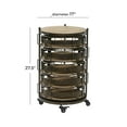thumbnail image 4 of DecMode 17" x 28" Brown Metal Kitchen Rolling Circular 6 Shelf Bar Cart with Adjustable Shelves, 1-Piece, 4 of 15