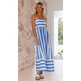 thumbnail image 6 of Gdvsclr Women'S Striped Back Smocked Maxi Dress Spaghetti Strap Cut Out Flowy Swing Long Dress Blue S, 6 of 8