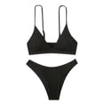 thumbnail image 4 of WREESH Women Split Swimsuit Show Waist Solid Color Bikini, 4 of 5