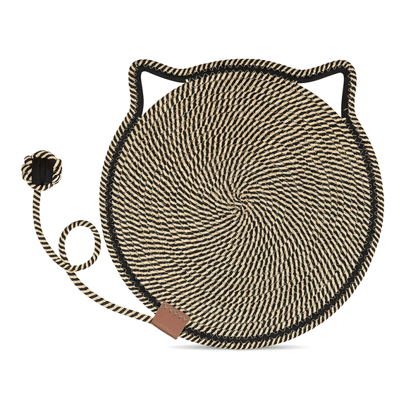 Cat Scratcher Mat, Natural Cotton Rope Cat Scratch Pad, 16.5'' Round Horizontal Floor Cat Scratching Pads for Indoor Cats, Cat Furniture Protector for Wall, Couch, Carpets, Sofas