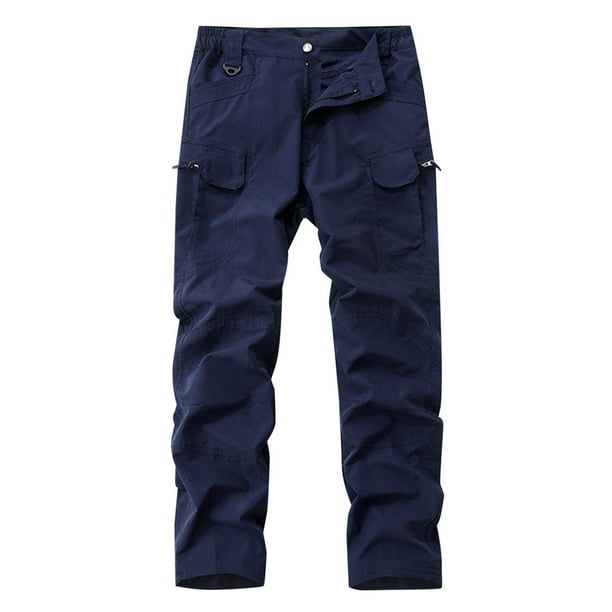 Puntoco Pantalones casuales largos para hombre Pantalones casuales de moda para hombre de color sólido con bolsillos y cremallera Pantalones largos