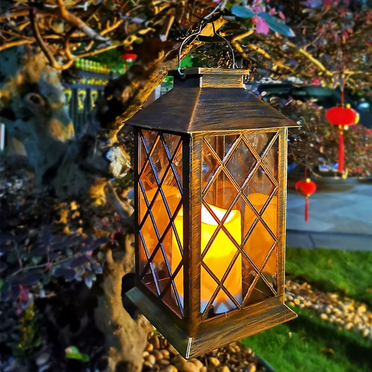 SHYMERY Mini Lantern with Flickering LED Candles,Battery  Included,Decorative Hanging Lantern,Christmas Decorative Lantern,Indoor  Candle