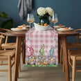 thumbnail image 2 of Easter Bunny Gnomes Table Runner - 48 Inch Long, Kitchen Dining Table Runner Dresser Scarves, Spring Easter Eggs Floral Pink Plaid Farmhouse Decor for Coffee Tables Wedding Party Banquet, 2 of 8