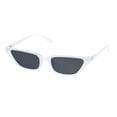 thumbnail image 2 of Womens Retro Narrow Squared Cat Eye Plastic Mod Sunglasses White Black, 2 of 4