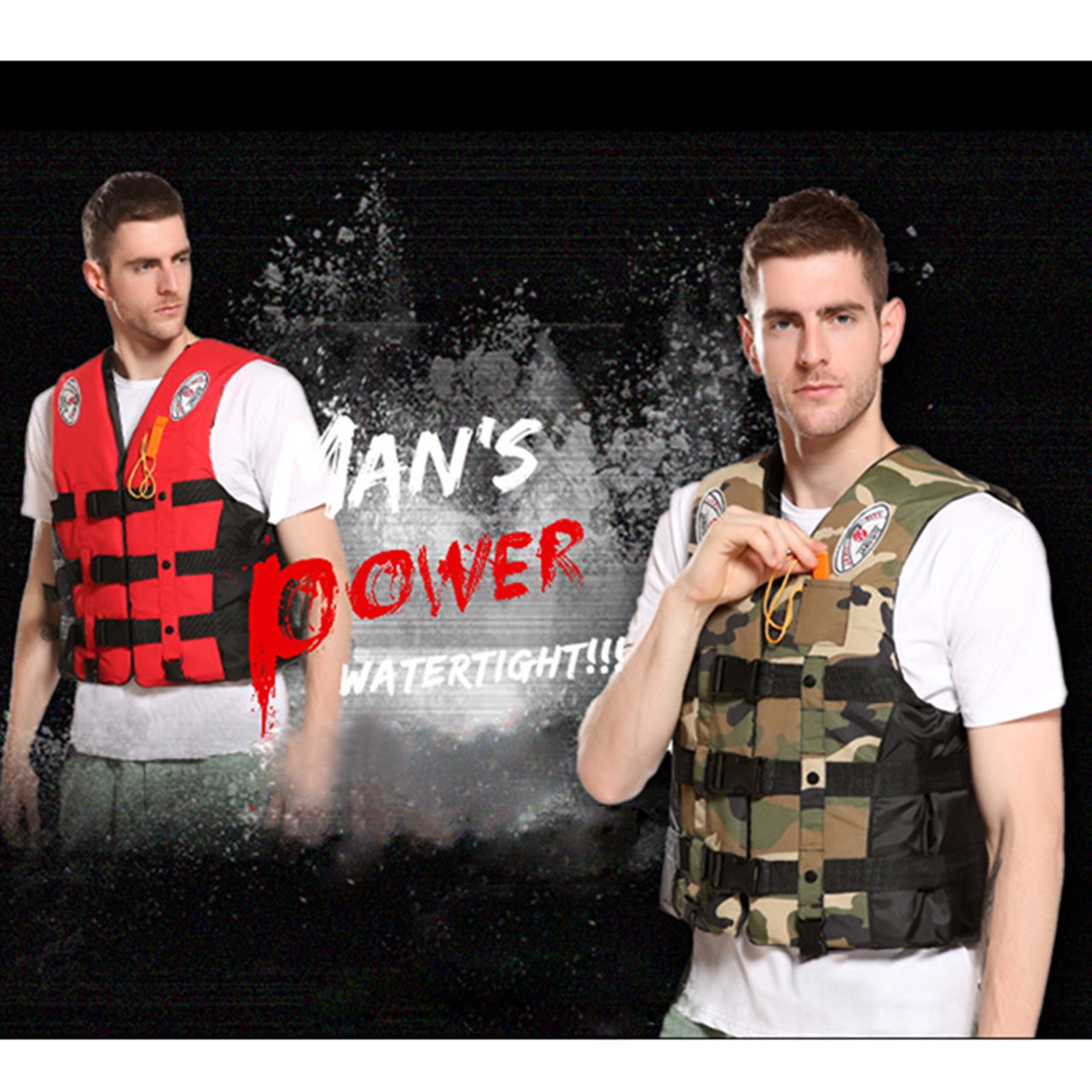 Frostluinai Life Jackets For Adults Adjustable Women Mens Life Jacket Swim Vests , Kayak Ski Buoyancy Fishing Boat Watersport Buoyancy Aid Swim Jackets Portable Snorkel Vest