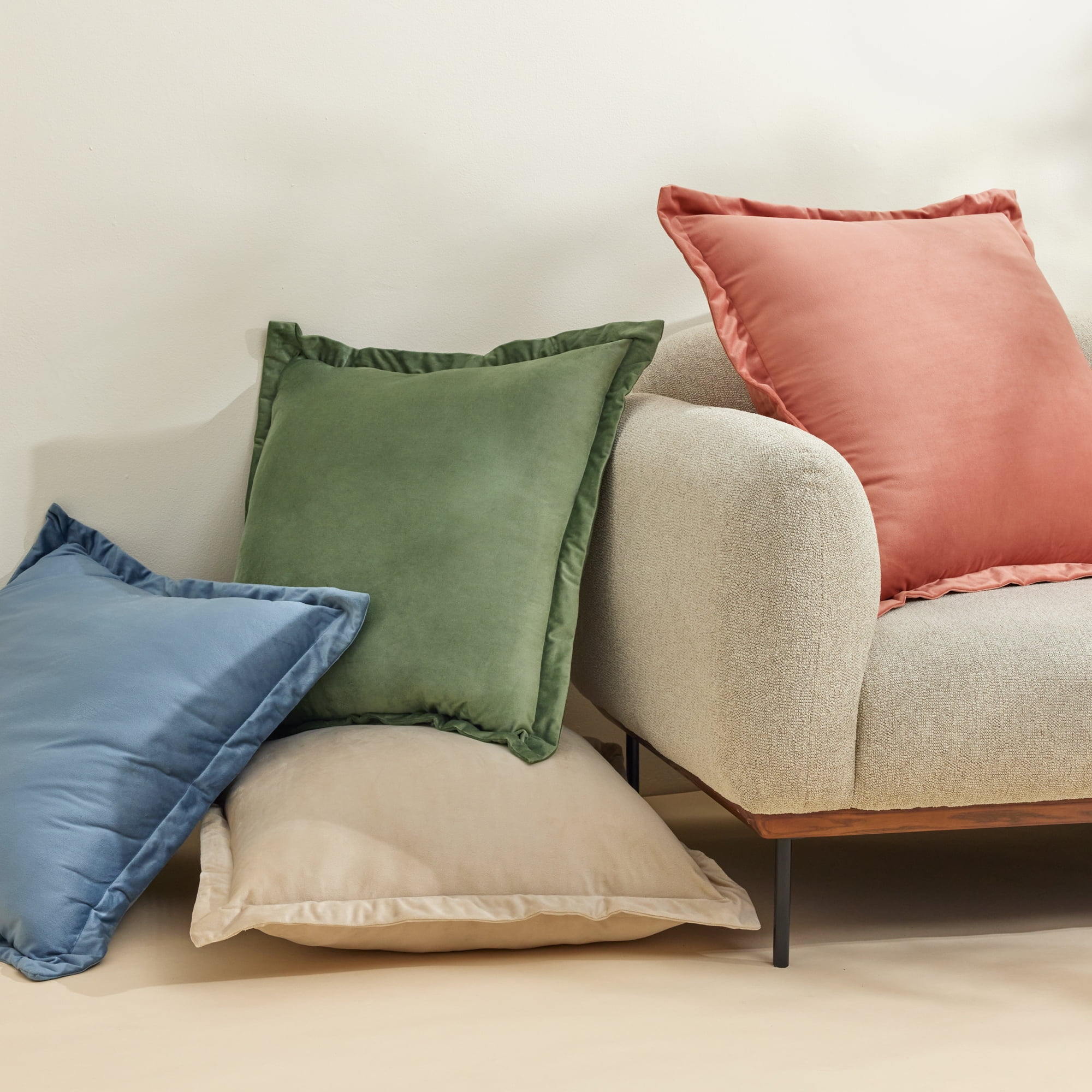 Lush Decor Velvet Dreams Euro Sham Covers 2 Piece Set 25.5" W x 25.5" L + 1.5" Neutral - Velvet Pillow Cover - Euro Pillow Covers - Glam Decorative Pillows for Bed