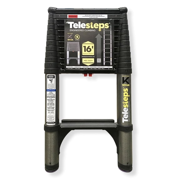 Telesteps 12.5ft Kevlar Telescoping Ladder – 16ft Reach, 300lb (1600EKP)