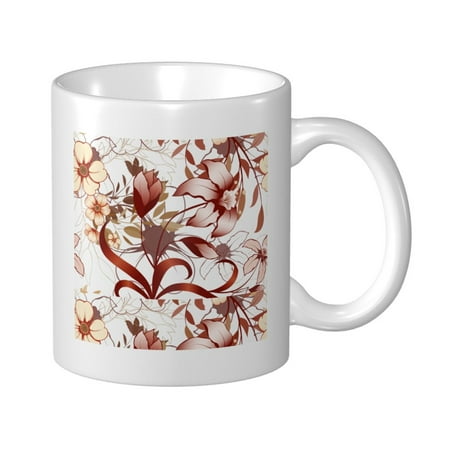 

Ceramic Mug Funny Coffee Milk Tea Mug Cup Elegant floral theme background Cup