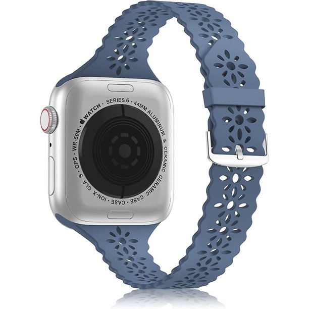 Correa de silicona de encaje compatible con Apple Watch Band de 38 mm y 40 mm para mujer, correa deportiva festoneada delgada, estrecha y ahuecada para Iwatch Series 6 5 4 3 2