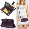 thumbnail image 3 of Crossbody for iPhone 8 Plus / iPhone 7 Plus Case Wallet【RFID Blocking】with Card Slots Zipper Pocket, PU Leather Magnetic Flip Stand Wrist Strap Lanyard Wallet Case, Purple, 3 of 11