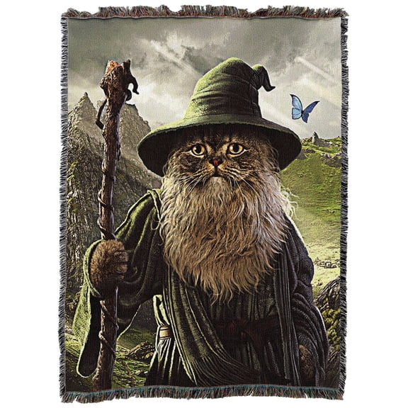 Pure Country Weavers Catdalf Blanket by Vincent Hie - Lord of The Rings Movie Parody - Cute Funny Gift Tapestry Throw Woven from Cotton - Made in The USA (72x54)