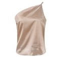 thumbnail image 4 of SNKSDGM Female Spaghetti Strap Tank Top Cropped Lace Womens Tank Tops Silk Satin One Shoulder Camisole Tank Top for Women Adjustable Strap Soft Stretchy Sleeveless Sexy Blouse L, 4 of 5