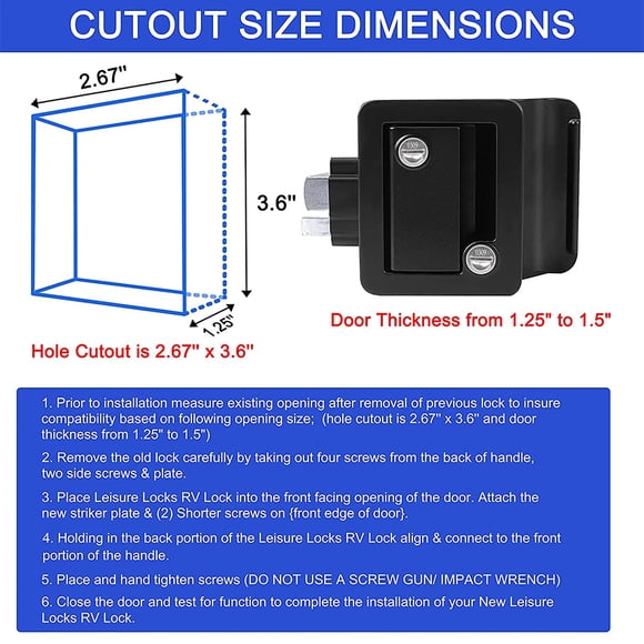 RV Door Lock Entry Zinc Truck Locking Alloy Doors Latch Replacement Trailer Inside Outside Truck Locks with Key Automobile Camper Plated