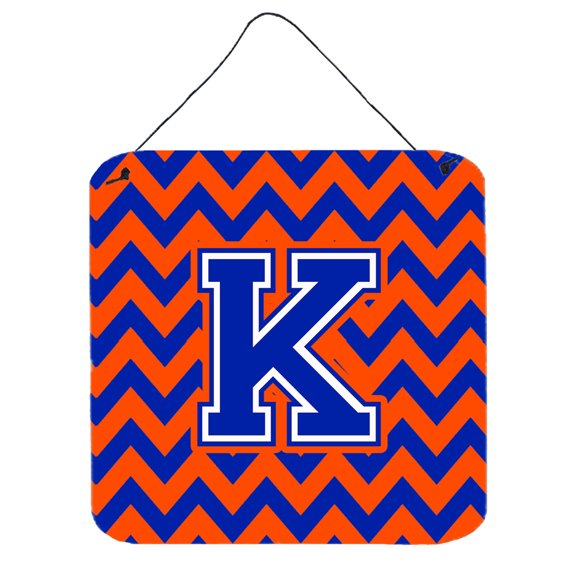 Letter K Chevron Orange and Blue Wall or Door Hanging Prints