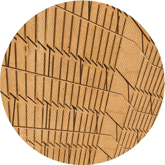 Ahgly Company Machine Washable Indoor Round Transitional Beer Orange Area Rugs, 3' Round