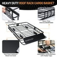 thumbnail image 4 of Roof Rack Carrier Basket Universal Rooftop Cargo Carrier Basket 51" X 36" X 5" + Waterproof Cargo Bag 15 Cubic Feet (44" 34" 17"), and Cargo Net with Attachment Hooks, Ratchet Straps, 4 of 7